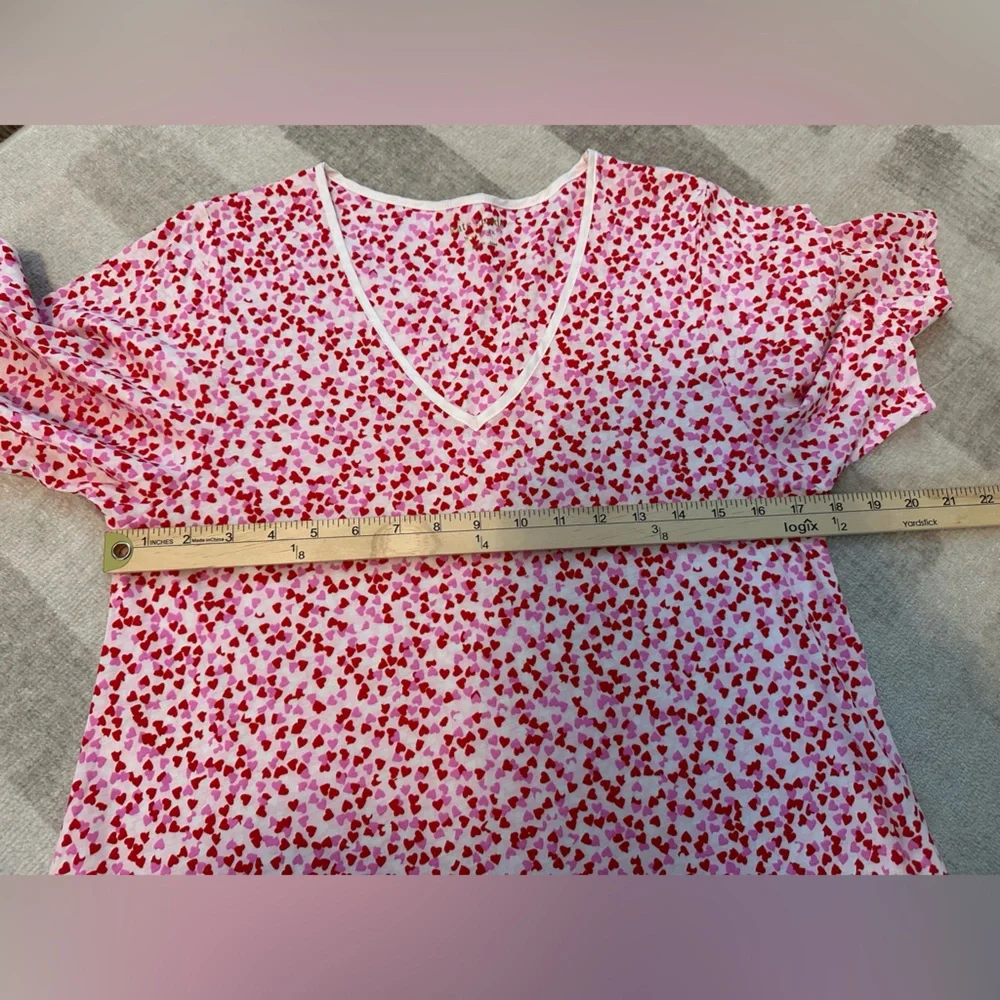Kate Spade Confetti Heart Sleep Shirt Short Sleeve V-neck Multicolor Size Small